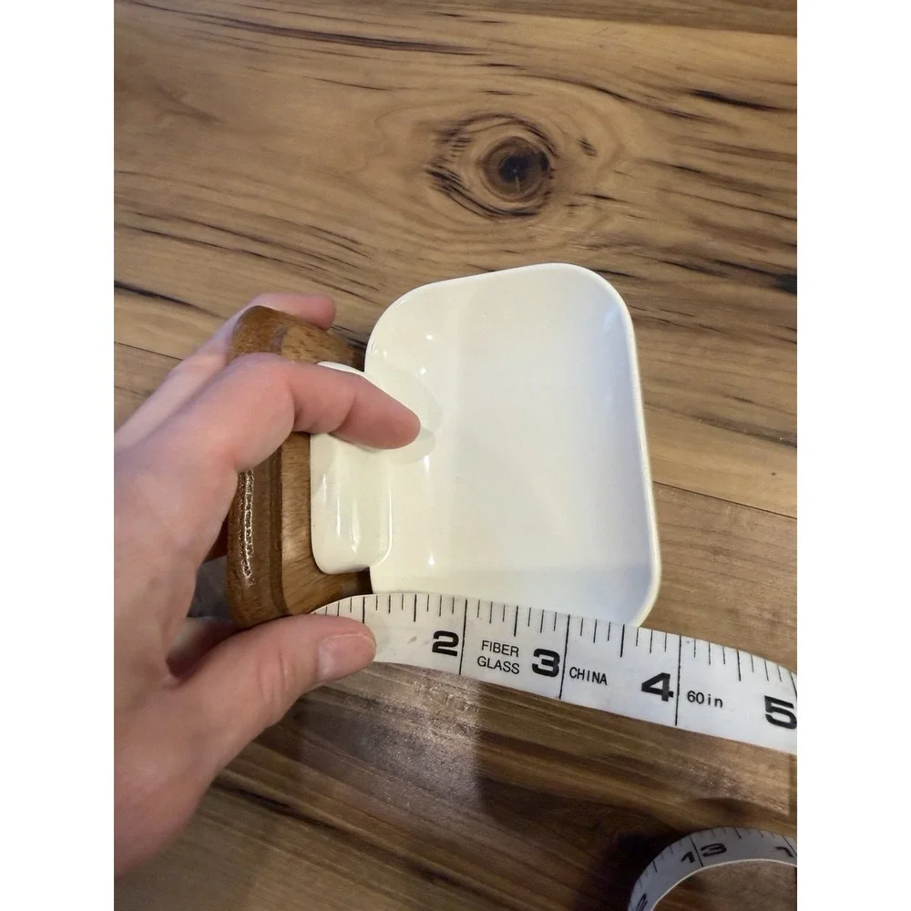 Vintage Wall Mount Soap Dish Cream Plastic Wood Bathroom Retro MCM